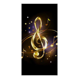 Póster Música de Clef de Triplete de Oro