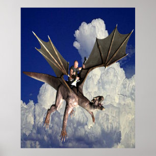 Póster Música de dragón en las nubes