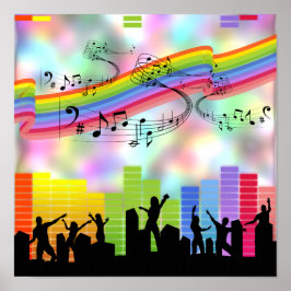 Póster Música de fiesta colorida