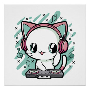 Póster música de gato