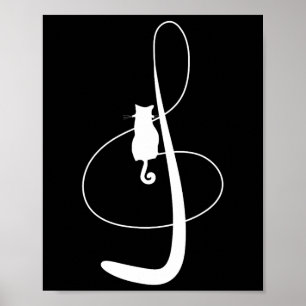 Póster Música de gato musical Música Kitty Feline Tee