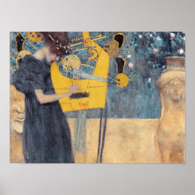 Póster Música de Gustav Klimt - Vintage (Frente)