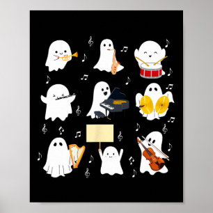 Póster Música de Halloween de Fantasma Jugando Instrument