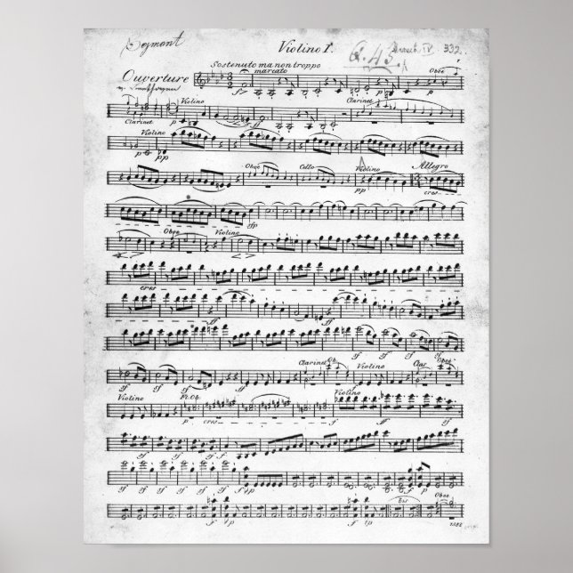 Póster Música de hoja para la apertura al "Egmont" (Frente)