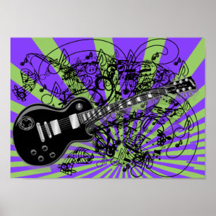 Póster Música de hoja vintage Rock N Roll