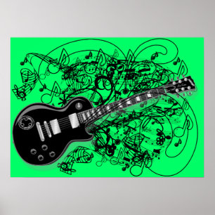 Póster Música de hoja vintage Rock N Roll
