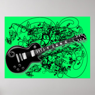 Póster Música de hoja vintage Rock N Roll