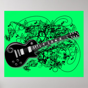 Póster Música de hoja vintage Rock N Roll
