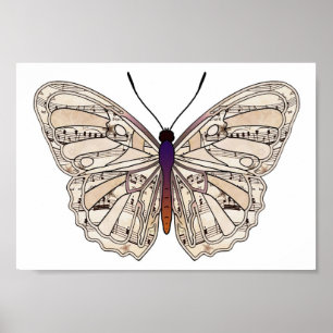 Póster Música de hojas de cosecha - Poster mariposa