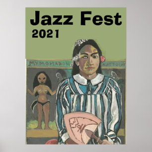 Póster Música de jazz tras Poster de Gauguin