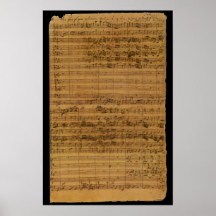 Póster Música de Partitura Antigua de Johann Sebastian Ba