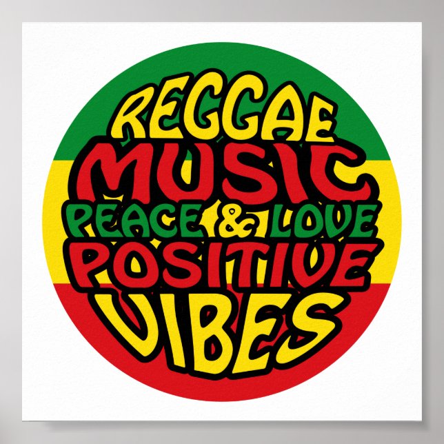 Póster Música de reggae con dichos positivos (Frente)