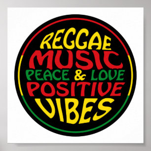 Póster Música de reggae con dichos y citas positivas