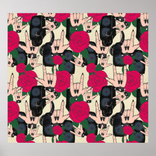 Póster Música de rock perfecta, patrón abstracto.