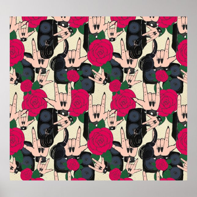 Póster Música de rock perfecta, patrón abstracto. (Frente)