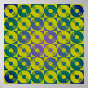 Póster Música de vinilo graba un cuadrado de estilo de ar