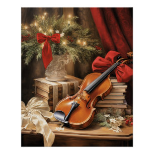 Póster Música de violín de Navidad