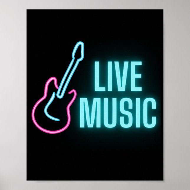 Póster Música en vivo Neon Guitar (Frente)
