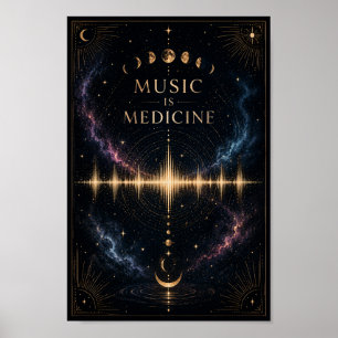 Póster Música Es Medicina Onda Sonora Celestial