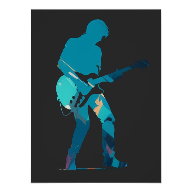 Póster Música Guitarra Jugador Concierto Divertido Estilo (Anverso)