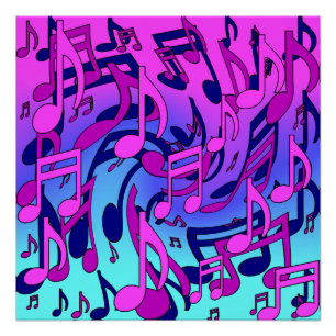 Póster Música Hermosa Notas Musicales Animadas Arty