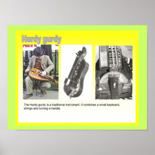 Póster Música, instrumentos, jugador de "Hurdy Gurdy"