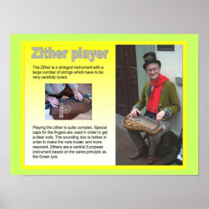 Póster Música, instrumentos, reproductor de Zither