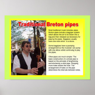 Póster Música, instrumentos, tubos tradicionales bretones