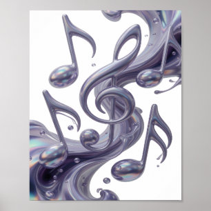 Póster Música plateada juguetona EN MOVIMIENTO Motivo art