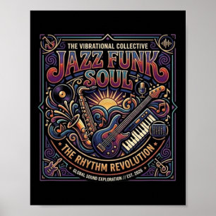 Póster Música Soul Funk Jazz Ambiente Retro Revolución de