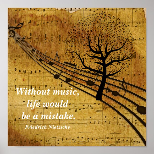 Póster Música - Vida sin música Friedrich Nietzsche (Frente)