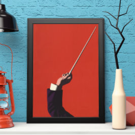 Póster Música vintage, mano del director con un bastón