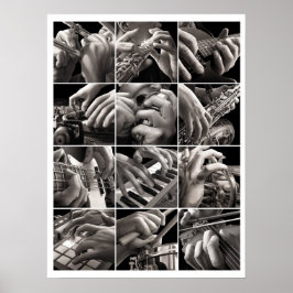 Póster Música y manos