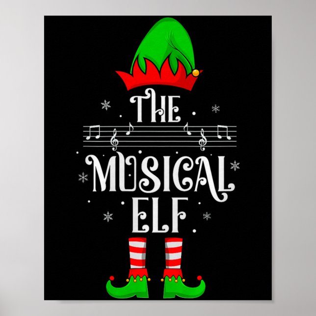 Póster Musical Elf Xmas Christmas Matching Family Elf Squ (Frente)