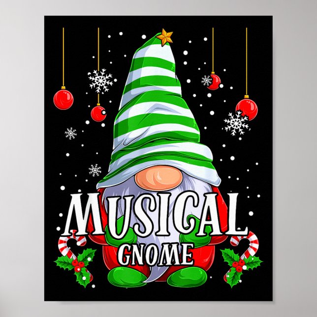 Póster Musical Gnome Christmas Pajamas Matching Family Gr (Frente)