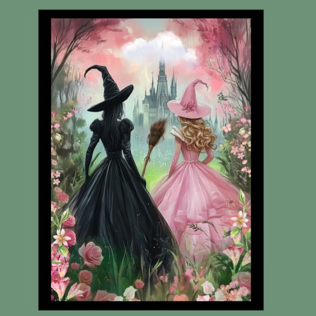 Poster musical malvado - Impresión artística de El (Wicked Inspired Wall Art - Elphaba & Glinda)