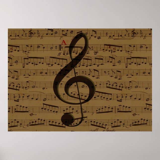Póster Musical Treble Clef Sheet Music Classic (Frente)