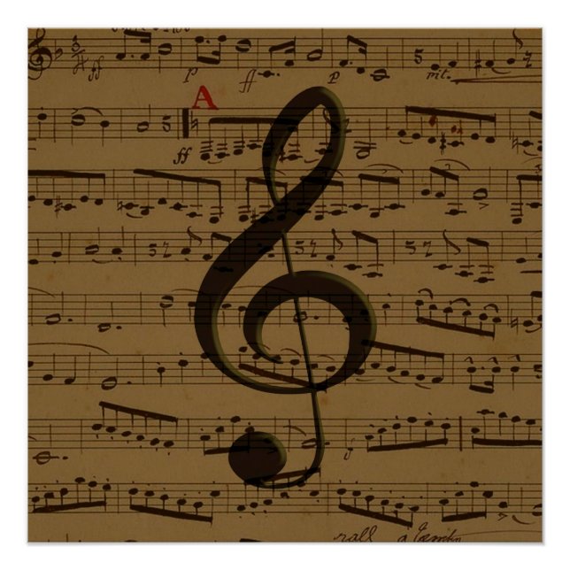 Póster Musical Treble Clef Sheet Music Classic (Anverso)