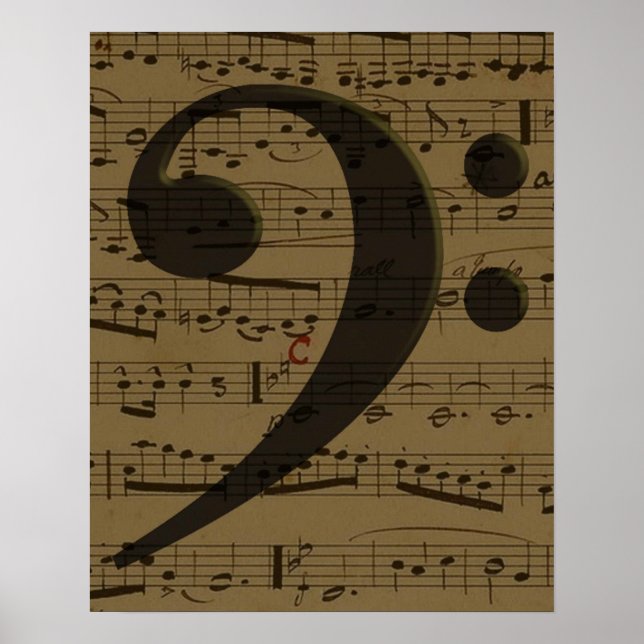 Póster Musical Treble Clef Sheet Music Classic (Frente)