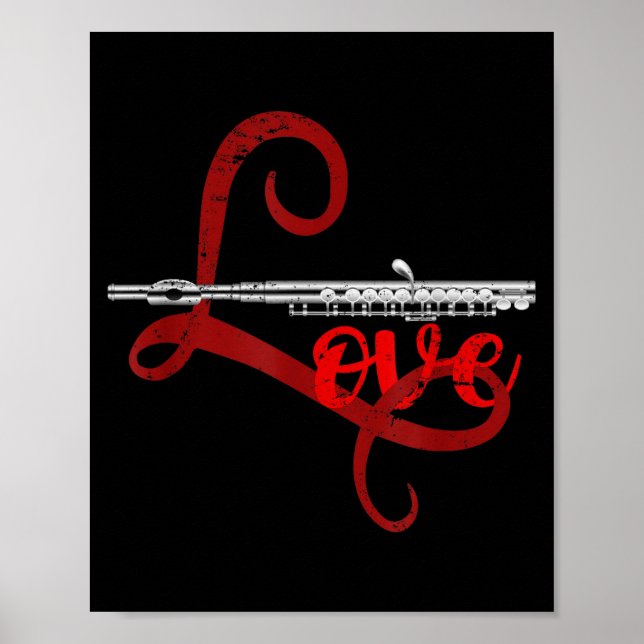Póster Musician Flutist Valentines Day Gift Orchestra Flu (Frente)