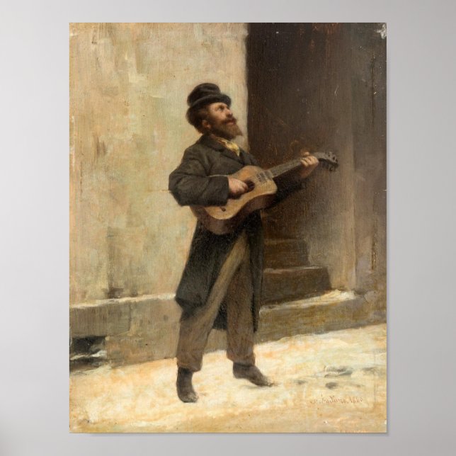 Póster Músico callejero con guitarra (por Gerolamo Induno (Frente)