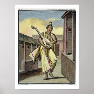 Póster Músico con el laúd indio, del 'viaje Indes aux.