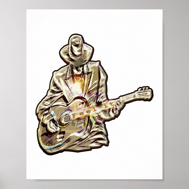 Póster Músico de Blues - Siente la música (Frente)