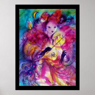 Póster Músico de Carnaval nocturno de MASQUERADE con traj