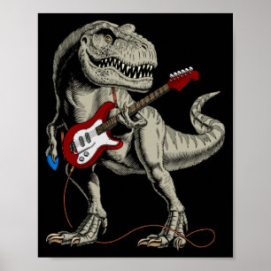 Póster Músico de guitarra eléctrica acústica B de dinosau