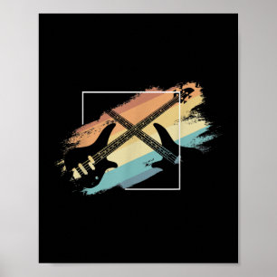 Póster Músico de guitarra retro de música acústica Bass