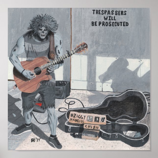 Póster Músico de guitarra zombi Fantasy Wall Art Imprimir (Frente)