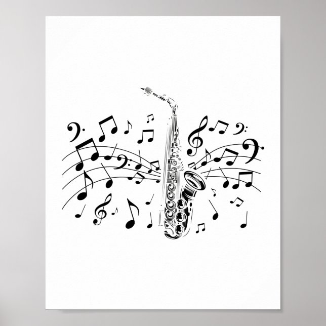 Póster Músico de instrumentos musicales del jugador saxof (Frente)