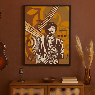 Póster Músico de Jazz con Saxofón