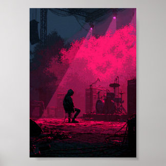 Póster Músico de Retro Pixel Art descansando en el escena